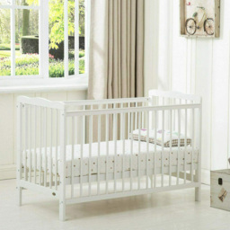 Brooklyn White Height Adjustable Wooden Baby Cot Crib with Mattress - Size: 85 x 125 x 66cm - MCC - Wilko - thumbnail 3