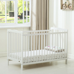 Brooklyn White Height Adjustable Wooden Baby Cot Crib with Mattress - Size: 85 x 125 x 66cm - MCC - Wilko - thumbnail 5