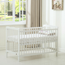 Brooklyn White Height Adjustable Wooden Baby Cot Crib with Mattress - Size: 85 x 125 x 66cm - MCC - Wilko - thumbnail 4