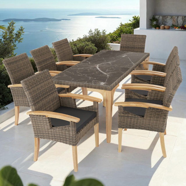 tectake Rosarno Foggia 8 Seater Garden Dining Table Nature - Brown - Wilko - image 1