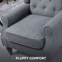 HOMCOM Retro Grey Tufted Club Fabric Accent Armchair - Size: Single - Wilko - thumbnail 7