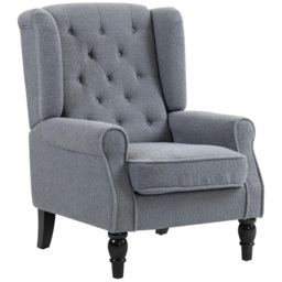 HOMCOM Retro Grey Tufted Club Fabric Accent Armchair - Size: Single - Wilko - thumbnail 4