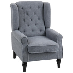 HOMCOM Retro Grey Tufted Club Fabric Accent Armchair - Size: Single - Wilko - thumbnail 3