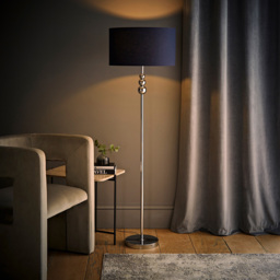 ValueLights Marissa Reni Navy Blue Shade and Chrome Ball LED Floor Lamp - Size: 145 x 45 x 45cm - Silver - Wilko - thumbnail 7