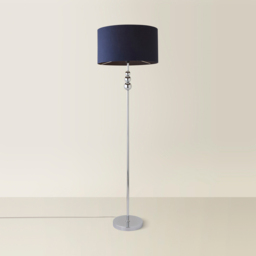 ValueLights Marissa Reni Navy Blue Shade and Chrome Ball LED Floor Lamp - Size: 145 x 45 x 45cm - Silver - Wilko - thumbnail 6
