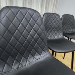 Kosy Koala 4 Seater Faux Leather Glass Dining Set Black - Wilko - thumbnail 5