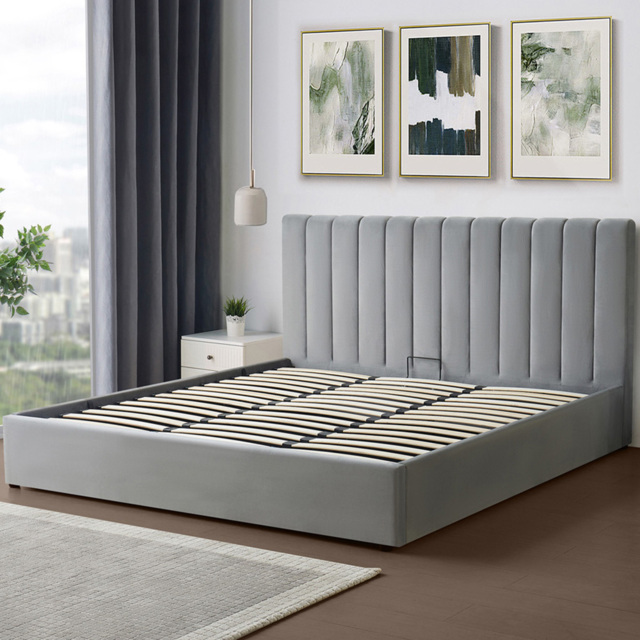 Brooklyn Corwin Super King Grey Velvet Ottoman Bed - Wilko - image 1