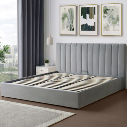 Brooklyn Corwin Super King Grey Velvet Ottoman Bed - Wilko