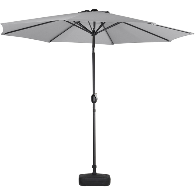 Living and Home Light Grey Round Crank Tilt Parasol with Plastic Fillable Base 3m - Wilko - image 1
