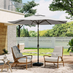Living and Home Light Grey Round Crank Tilt Parasol with Plastic Fillable Base 3m - Wilko - thumbnail 7