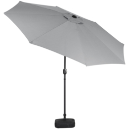 Living and Home Light Grey Round Crank Tilt Parasol with Plastic Fillable Base 3m - Wilko - thumbnail 6