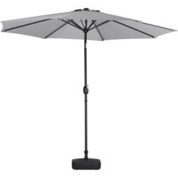 Living and Home Light Grey Round Crank Tilt Parasol with Plastic Fillable Base 3m - Wilko