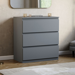 Vida Designs Denver 3 Drawer Grey Chest of Drawers - Wilko - thumbnail 4
