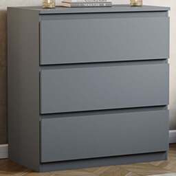 Vida Designs Denver 3 Drawer Grey Chest of Drawers - Wilko