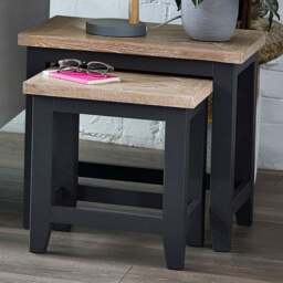 Julian Bowen Bordeaux Dark Grey Nest of Tables Set of 2 - Size: 38 x 56 x 50cm - Wilko