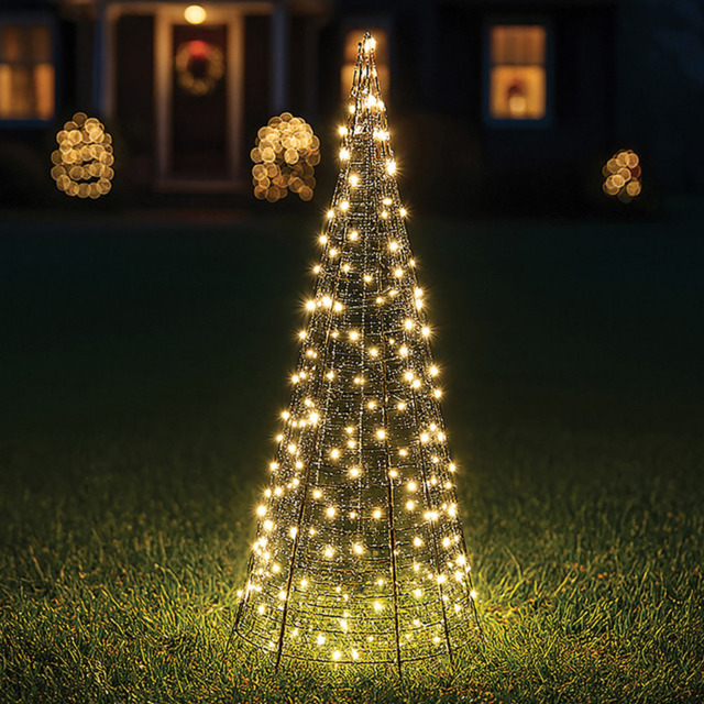 Xmas Haus Black 300 Warm White Micro LED Pyramid Shaped Light Tower 2ft - Size: 570 x 200 x 200cm - Wilko - image 1
