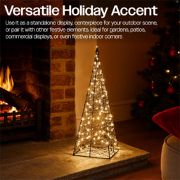 Xmas Haus Black 300 Warm White Micro LED Pyramid Shaped Light Tower 2ft - Size: 570 x 200 x 200cm - Wilko - thumbnail 7