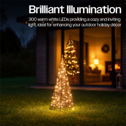 Xmas Haus Black 300 Warm White Micro LED Pyramid Shaped Light Tower 2ft - Size: 570 x 200 x 200cm - Wilko - thumbnail 6