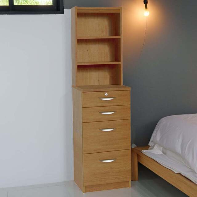 R White Cabinets 4 Drawer 3 Shelf Brown Filing Cabinet with Hutch - Wilko - image 1