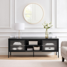 Furniturebox Kaci 2 Door 2 Shelf Black TV Unit - Size: 35 x 160 x 60cm - Wilko - thumbnail 6