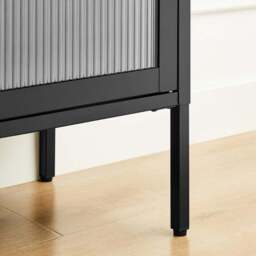 Furniturebox Kaci 2 Door 2 Shelf Black TV Unit - Size: 35 x 160 x 60cm - Wilko - thumbnail 5