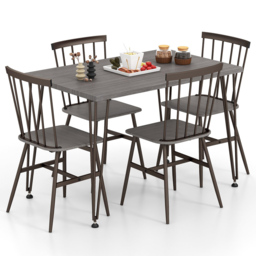 Costway 4 Seater Dining Set with Swivel Feet Grey - Wilko - thumbnail 3
