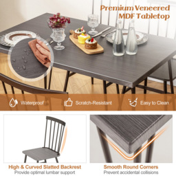 Costway 4 Seater Dining Set with Swivel Feet Grey - Wilko - thumbnail 7