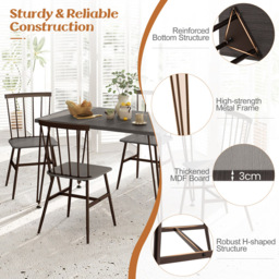 Costway 4 Seater Dining Set with Swivel Feet Grey - Wilko - thumbnail 5