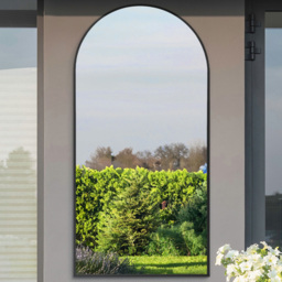 MirrorOutlet The Arcus Black Framed Arched Leaner and Wall Garden Mirror 200 x 100cm - Size: 200 x 100 x 3cm - Wilko - thumbnail 3