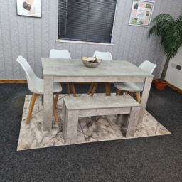 Kosy Koala 6 Seater Plastic Dining Bench Set Stone Grey Effect and White - Portland - Wilko - thumbnail 7