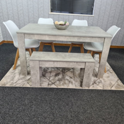 Kosy Koala 6 Seater Plastic Dining Bench Set Stone Grey Effect and White - Portland - Wilko - thumbnail 4