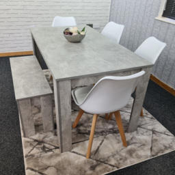 Kosy Koala 6 Seater Plastic Dining Bench Set Stone Grey Effect and White - Portland - Wilko - thumbnail 6