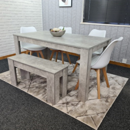 Kosy Koala 6 Seater Plastic Dining Bench Set Stone Grey Effect and White - Portland - Wilko - thumbnail 5