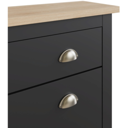 GFW Lancaster 2 Door 1 Drawer Black and Oak Shoe Cabinet - Size: 108 x 78 x 24cm - Wilko - thumbnail 7