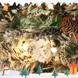 HOMCOM Flocked Front Door Prelit Christmas Wreath with Timer - Size: 8 x 60 x 60cm - Green - Wilko - thumbnail 6