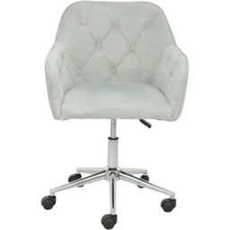 Alivio Grey Velvet Height Adjustable Swivel Tufted Office Chair with Wheels - Size: 90 x 56 x 41cm - Wilko - thumbnail 3