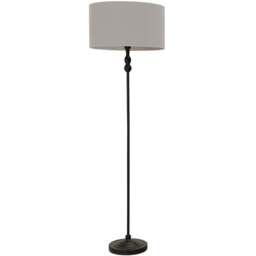 ValueLights Maggie Grey Fabric Shade Black Metal Candlestick Floor Lamp - Size: 151 x 45 x 45cm - Wilko - thumbnail 1