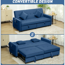 HOMCOM 3 Seater Blue L Shaped Reversible Pull Out Sofa Bed - Wilko - thumbnail 5