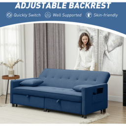 HOMCOM 3 Seater Blue L Shaped Reversible Pull Out Sofa Bed - Wilko - thumbnail 7