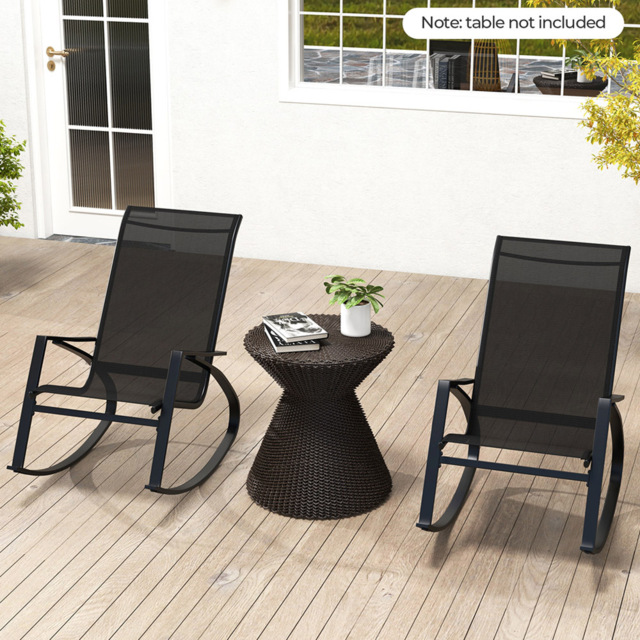 Costway Set of 2 Black Patio Rocking Chair - Size: 90 x 59 x 41cm - Wilko - image 1