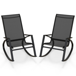 Costway Set of 2 Black Patio Rocking Chair - Size: 90 x 59 x 41cm - Wilko - thumbnail 3