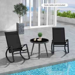 Costway Set of 2 Black Patio Rocking Chair - Size: 90 x 59 x 41cm - Wilko - thumbnail 4