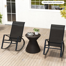 Costway Set of 2 Black Patio Rocking Chair - Size: 90 x 59 x 41cm - Wilko