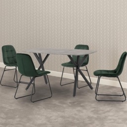 Seconique Athens Lukas 4 Seater Dining Set Concrete and Emerald Green - Grey - Wilko - thumbnail 1