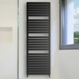 Terma Salisbury Metallic Black Heated Towel Rail 2708 BTU 1635 x 540mm - Size: 163.5 x 54 x 7.2cm - Wilko - thumbnail 3