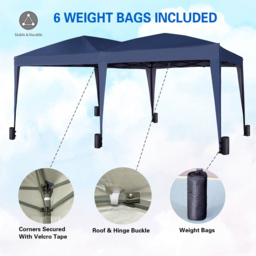 Blue 3 x 6m Pop Up Gazebo with Weight Bags - MCC - Wilko - thumbnail 4