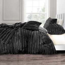 Velosso Super King Size Black Jumbo Cord Duvet Set - `Black - Wilko
