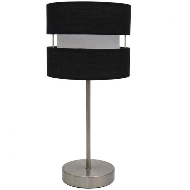 Kliving Black Layered Fabric Shade Chrome Table Lamp - Size: 38 x 14.5 x 14.5cm - Wilko - image 1