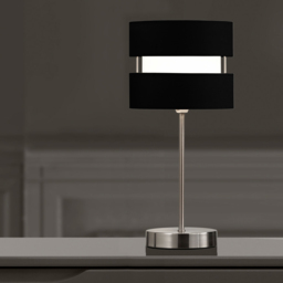 Kliving Black Layered Fabric Shade Chrome Table Lamp - Size: 38 x 14.5 x 14.5cm - Wilko - thumbnail 4