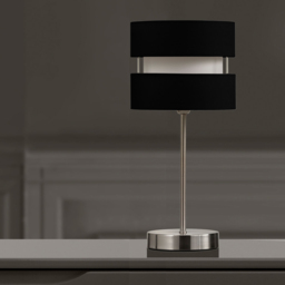 Kliving Black Layered Fabric Shade Chrome Table Lamp - Size: 38 x 14.5 x 14.5cm - Wilko - thumbnail 3